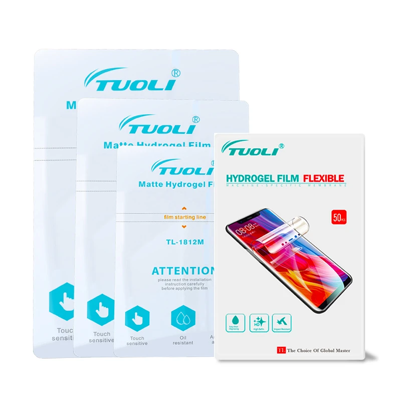Tuoli Custom Logo Wholesale Price 12X18cm Full Cover Best Mobile Cell Phone Glass Screen Protector Epu Matte Hydrogel Protective Film Sheet