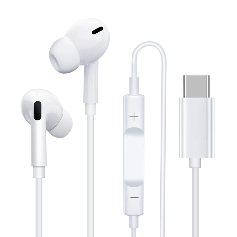 Type-C Earphones Wired Headset Bass for Phone Earpods with Mic Earbuds Pg3