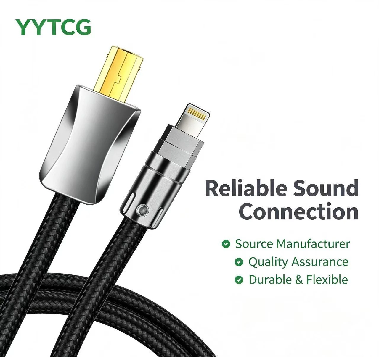 USB B to Lightning Audio Cable Gold Plated Hi-Fi Shielded 1.5m for Studio Monitor and Interface