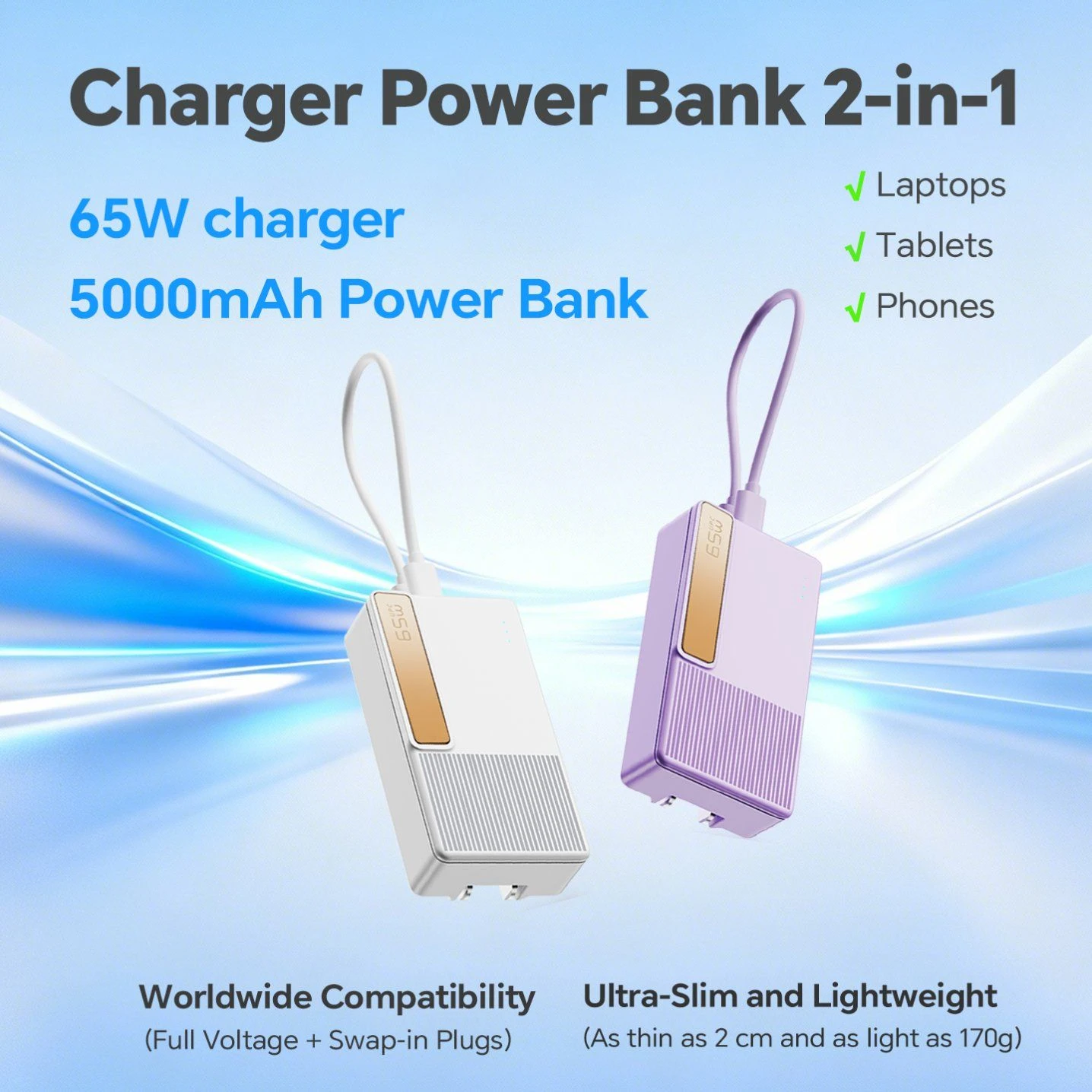 Universal 65W GaN Travel Charger for All Devices