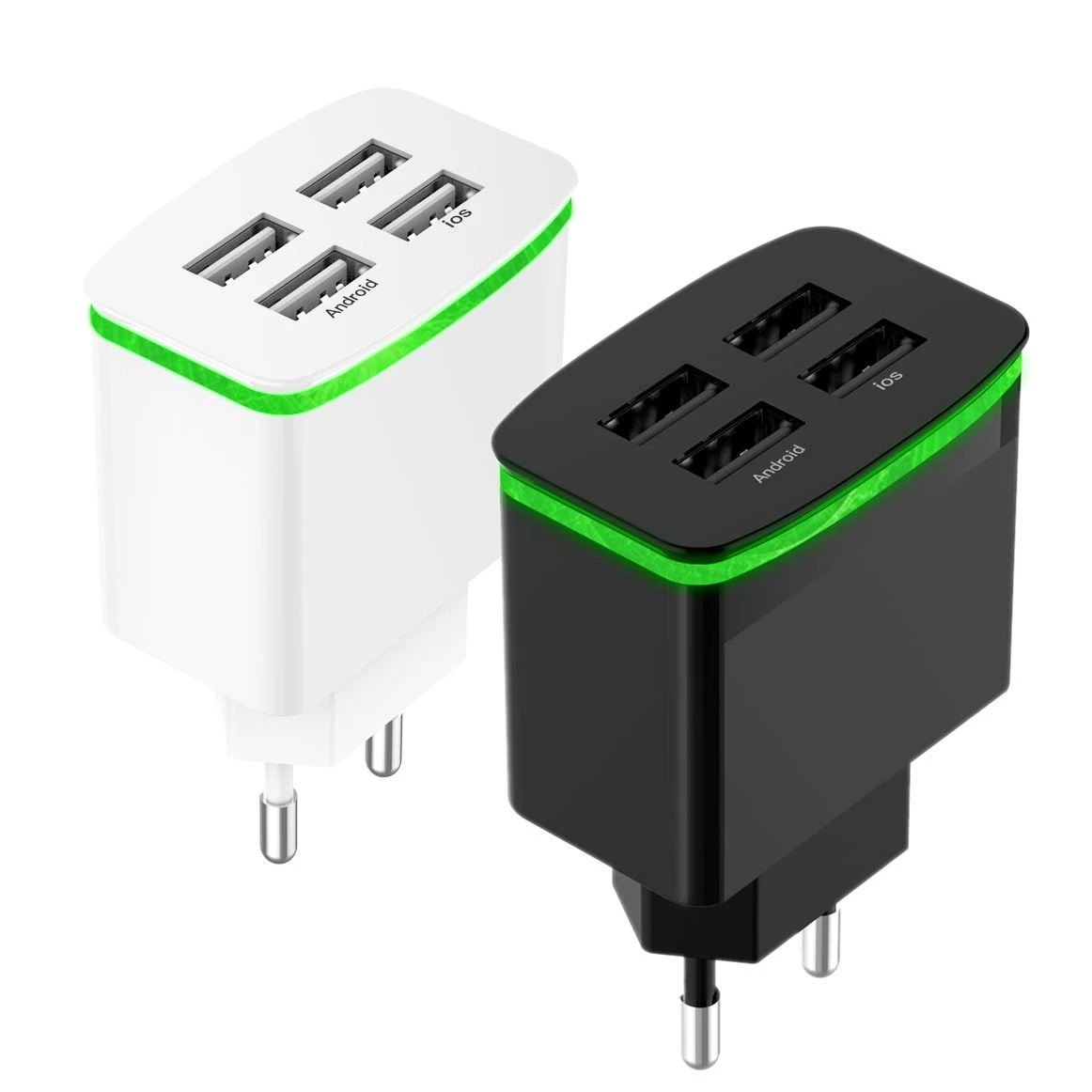 Universal Multi Connector 4 USB Ports LED Light Fast Charging Wall Charger for Phone Charger