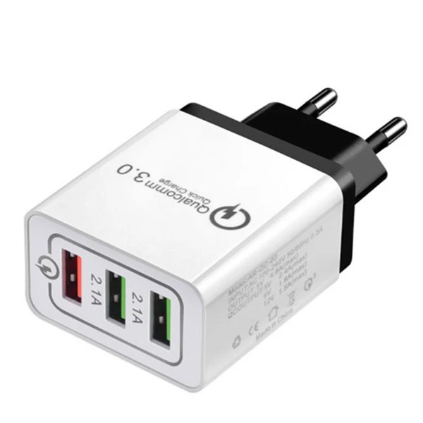 Us EU 3 Port Fast Charging Mobile Cell Phone EU QC3.0 USB Wall Charger