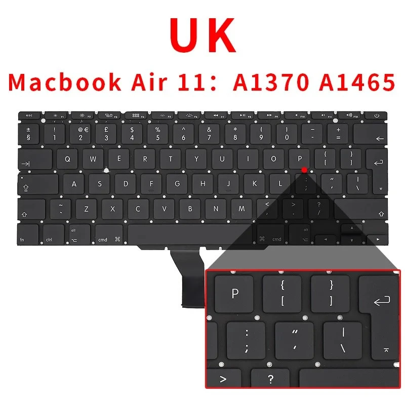 Us UK Gr Br It Po Tr Layout Laptop Keyboard for Apple MacBook Air 11″ A1370 A1465