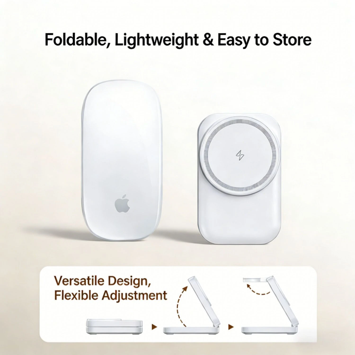 Versatile Folding Wireless Charger for Phones, Watches, and Earbuds