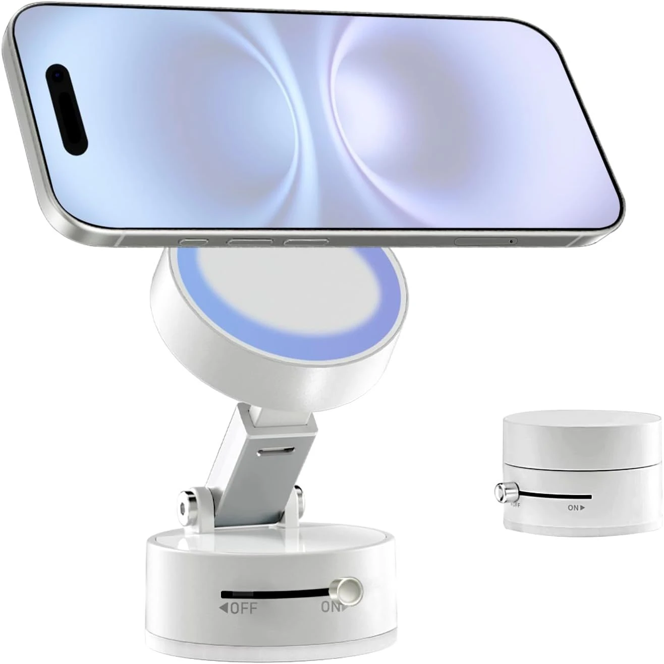 White 360° Adjustable Suction Cup Magnetic Cell Phone Holder