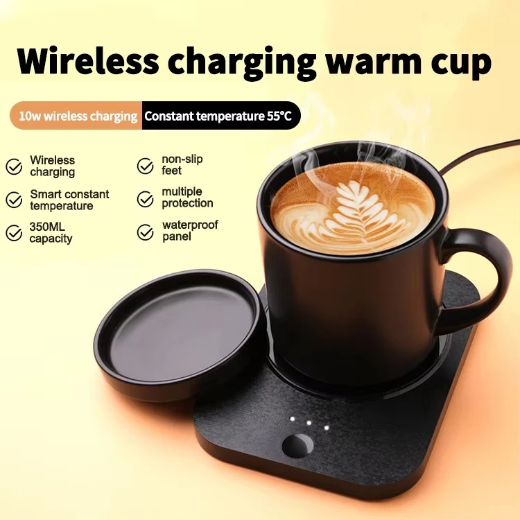 Wholesale 55 Degree Smart Temporature Control Electric Ceramic Heater Coffee Mug Cup Set with Wireless Mobile Phone Charger