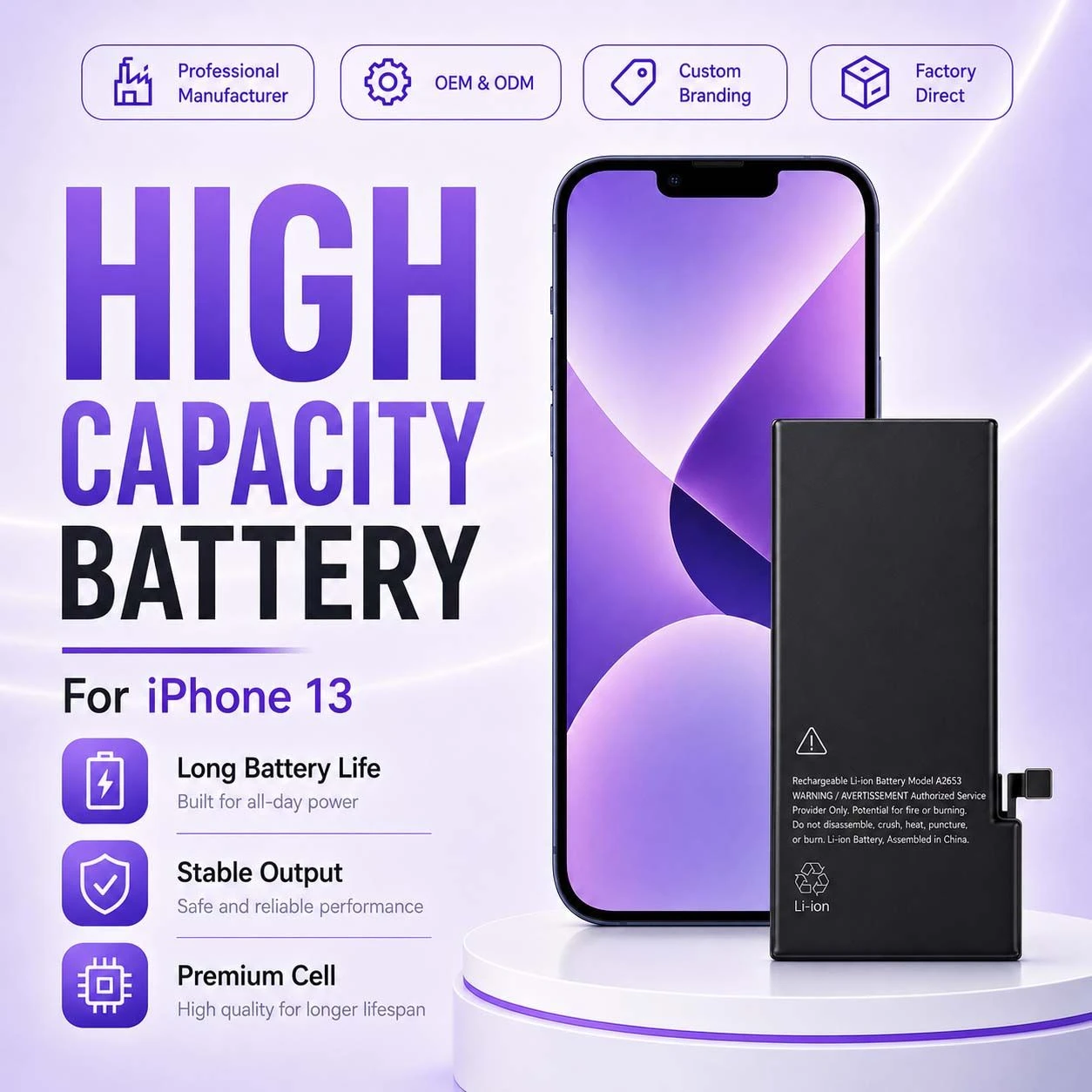 Wholesale High Capacity iPhone Battery for iPhone 13 for iPhone 8 Plus Xs Max 12 PRO 14 PRO Max