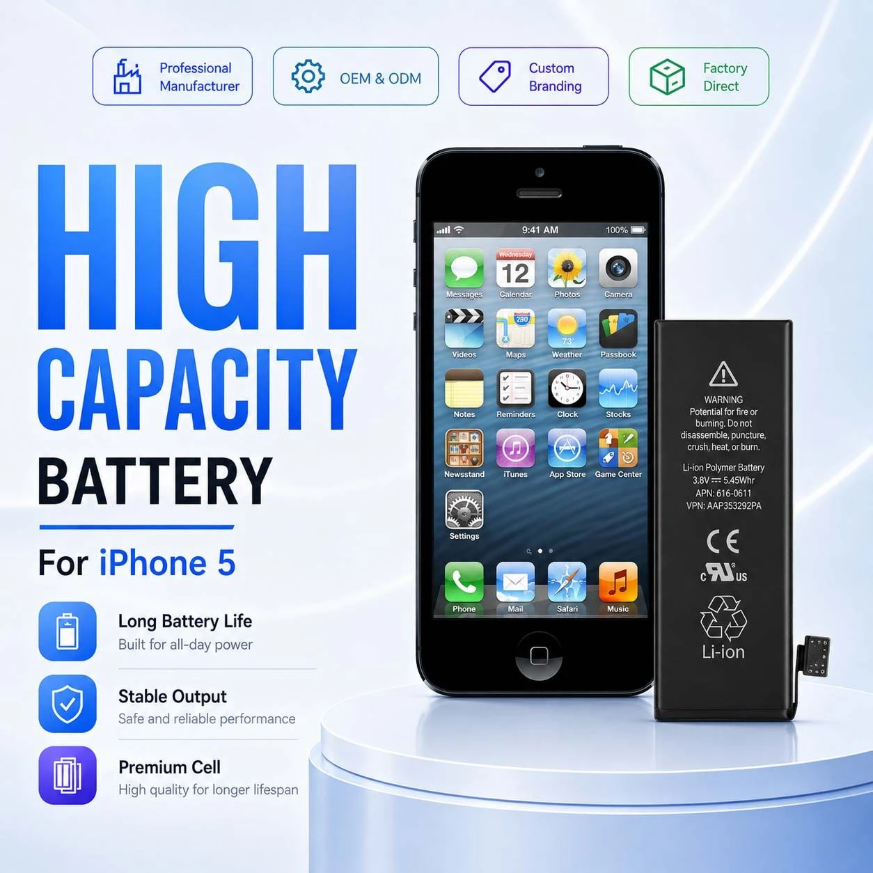 Wholesale High Capacity iPhone Battery for iPhone 5 for iPhone Xr 11 PRO Max 13 15 PRO