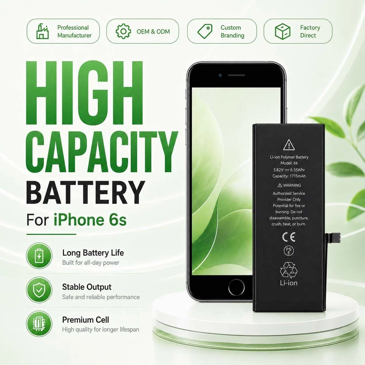 Wholesale High Capacity iPhone Battery for iPhone 6s for iPhone Xr 11 PRO 13 PRO Max 15