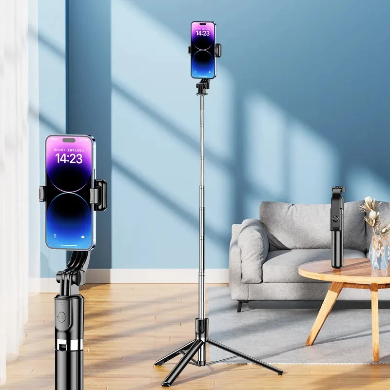 Wholesale Price R1s-L Selfie Stick Top Selling 1.7m Length Extendable Tripod Stand with Fill Light 360 Rotation with Remote
