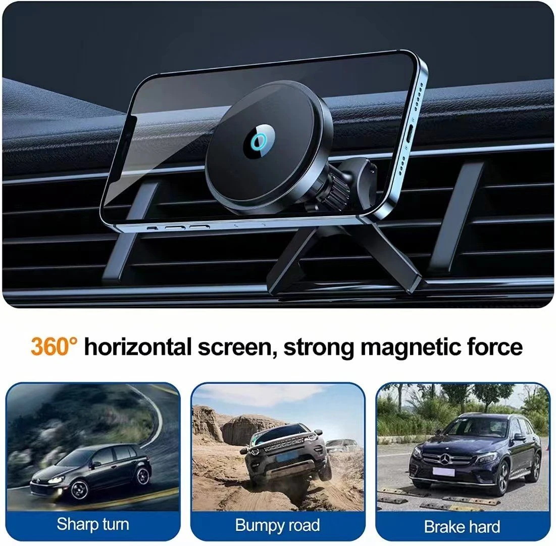 Wireless Car Charger, 15W Fast Charging, Hinyx Mag-Safe Car Mount Magnetic/Magnet Wireless Charger for iPhone 14/15/13/12 Series with Cooler Fans RGB Light