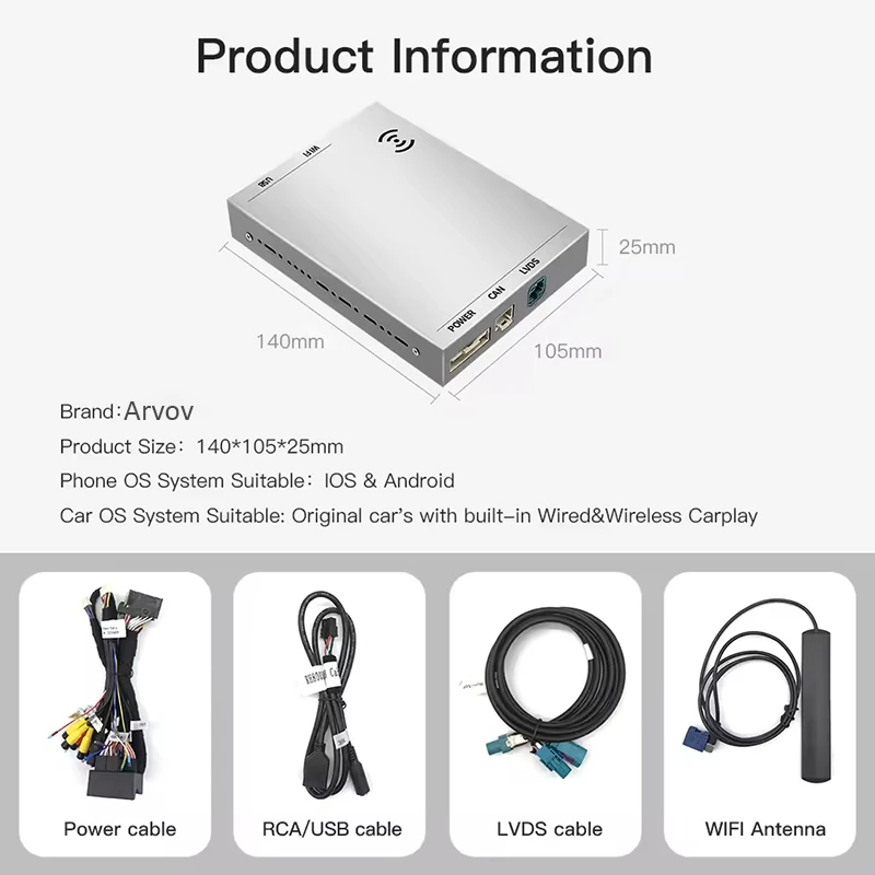 Wireless Carplay Adapter for Peugeot Citroen Android Apple Radio Player Mirror Airplay
