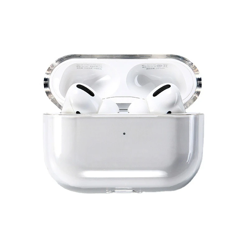 for Airpods PRO 2 3 4 Clear Case Lock Wireless Earphone Shockproof Transparent PC Hard Protective Cases with Carabiner