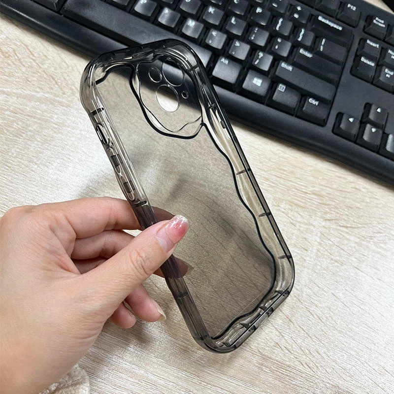 for Apple iPhone 16 15 14 13 PRO Max New Wave Shockproof Mobile Cover Transparent Anti-Drop Cell Phone Case Ladies Girls