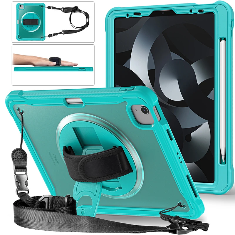 for iPad Air 5th/4th Generation 10.9 Inch Cover with Rotating Stand/Handle/Shoulder Strap Case for iPad Air 5/Air 4