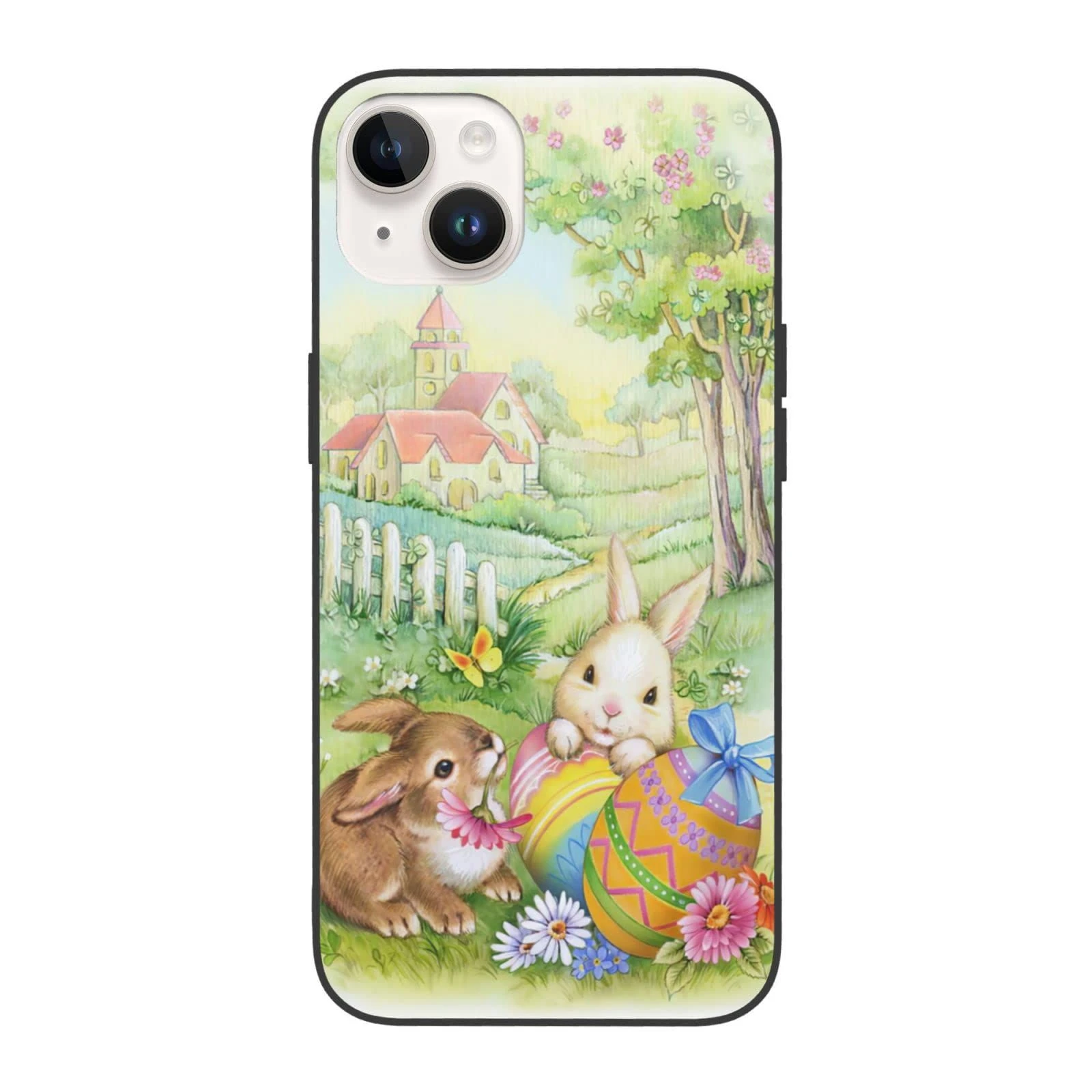 for iPhone 14 Case Cute Easter Bunny Phone Case Shockproof Protective PC + TPU Drop Protection for Girls Women-IP14 Plus-6.7in
