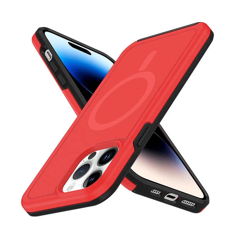 for iPhone 14 Samsung S22 Soft Gel Armor Full Cover Magnetic Phone Case