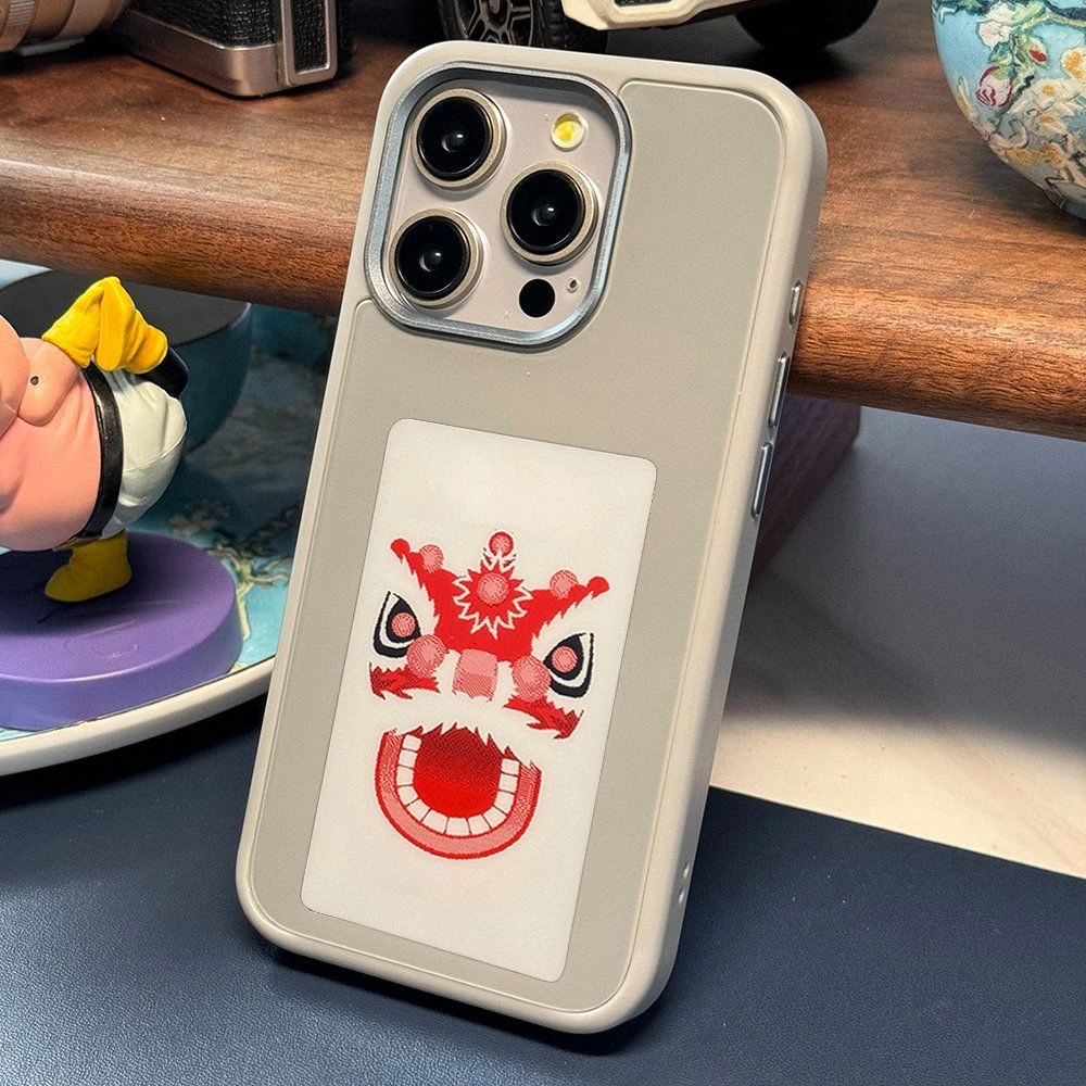 for iPhone 15 Phone Case DIY Pattern NFC Phone Cover Ink Screen Display – Gray