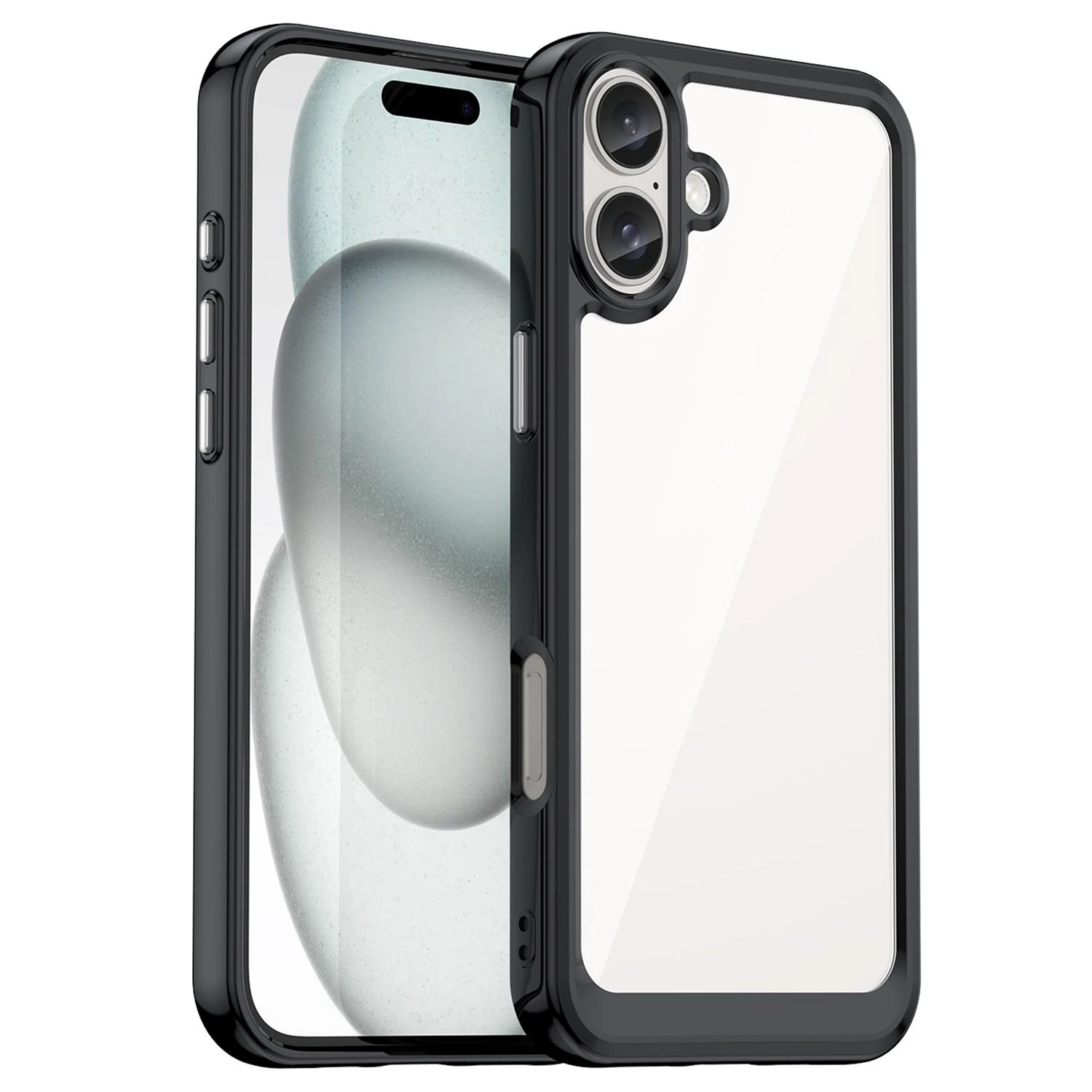 for iPhone 16 Case TPU+Acrylic Phone Cover Anti-Scratch Protective – Black