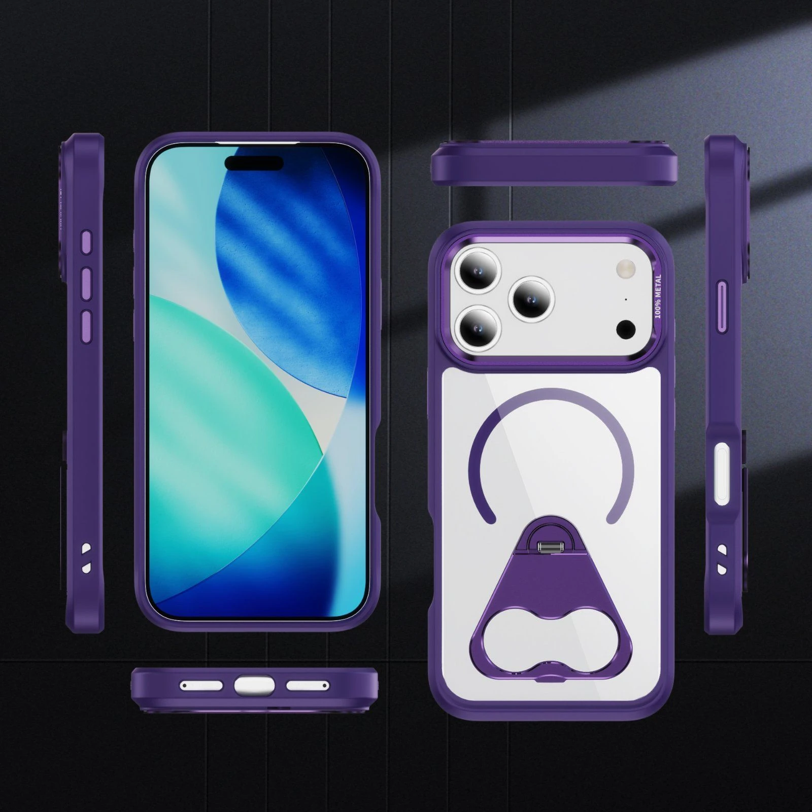 for iPhone 17 PRO Max Mobile Phone Cover Bracket Magnetic Four-Corner Anti-Fall Mobile Phone Cover