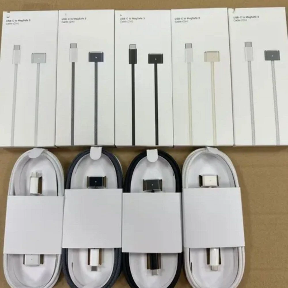 with Packaging 1: 1 Original Full 140W USB-C to Magsafe 3 Cable 2m Fast Charging for MacBook
